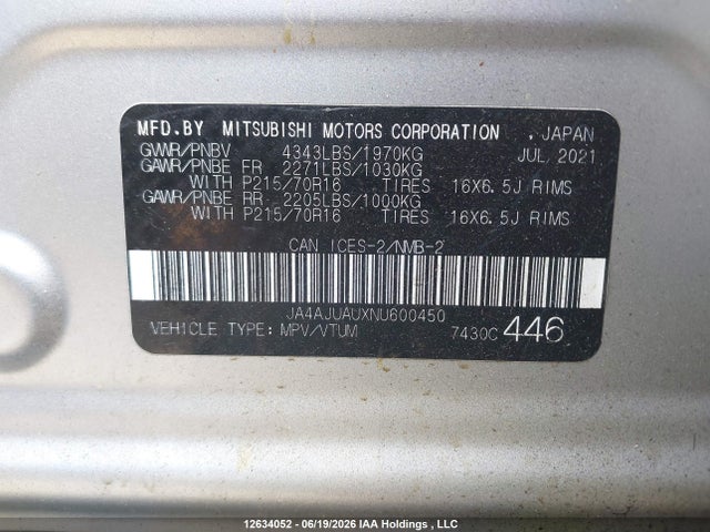 Mitsubishi RVR ES 2022 JA4AJUAUXNU600450 Image 9