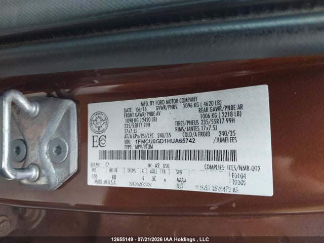 Ford ESCAPE SE 2017 1FMCU0GD1HUA65742 Image 18