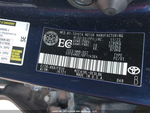 Toyota COROLLA LE 2024 5YFB4MDE7RP114364 Image 9