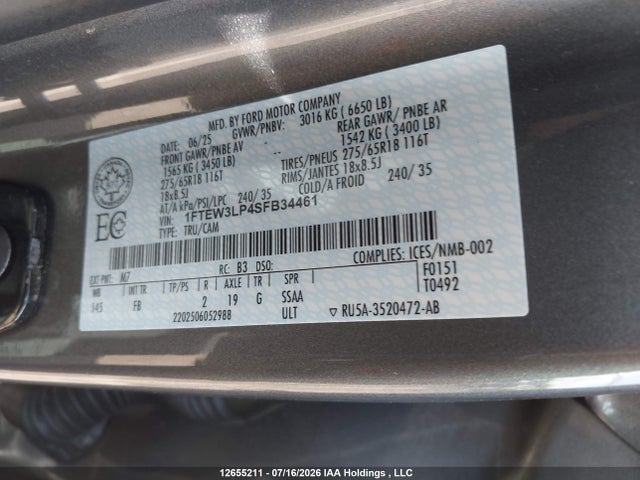 Ford F-150 Xlt 2025 1FTEW3LP4SFB34461 Image 19