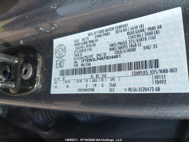 Ford F-150 Xlt 2025 1FTEW3LP4SFB34461 Image 9
