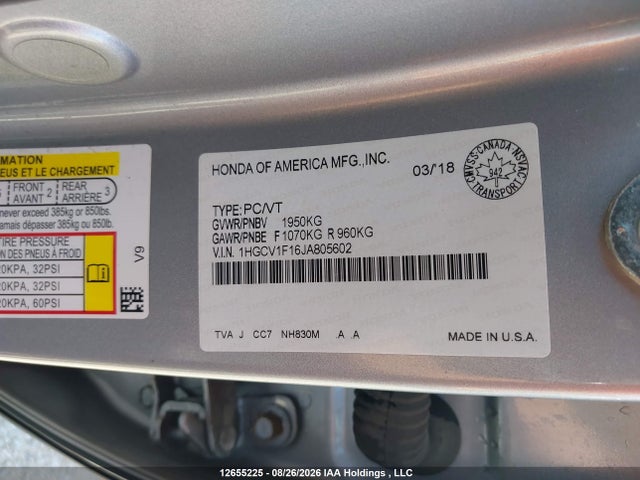 1HGCV1F16JA805602 Honda ACCORD LX