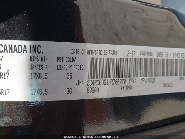 Dodge Grand Caravan Crew 2017 2C4RDGDG1HR700770 Image 9