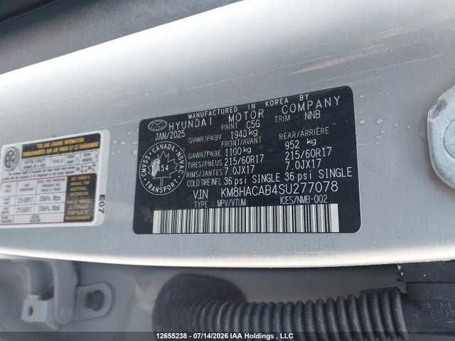 Aukcja sprzedaży 2025 Hyundai Kona Essential Awd, vin: KM8HACAB4SU277078, numer aukcji: 12655238