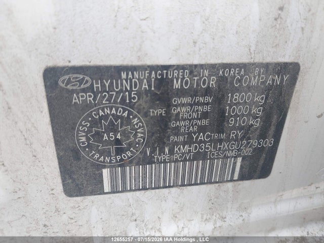 KMHD35LHXGU279303 Hyundai ELANTRA GT