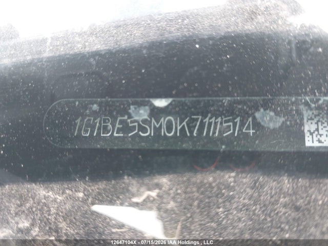 12647104 :رقم المزاد ، 1G1BE5SM0K7111514 vin ، 2019 Chevrolet Cruze Lt مزاد بيع