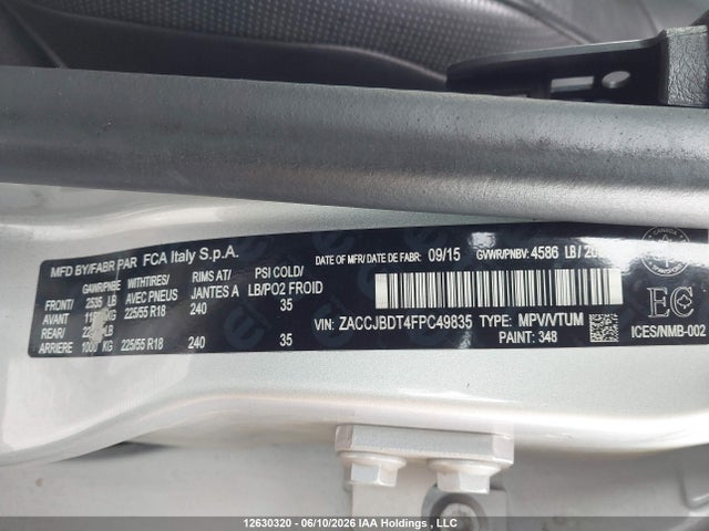 Jeep Renegade Limited 2015 ZACCJBDT4FPC49835 Image 20