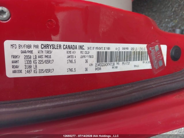 Aukcja sprzedaży 2013 Dodge Grand Caravan Crew, vin: 2C4RDGDG4DR747138, numer aukcji: 12655277