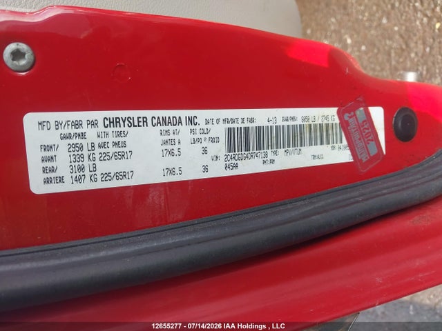 Aukcja sprzedaży 2013 Dodge Grand Caravan Crew, vin: 2C4RDGDG4DR747138, numer aukcji: 12655277