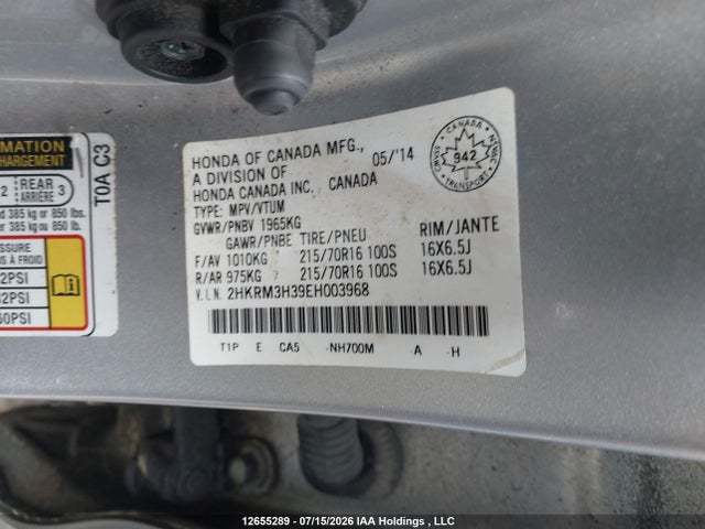 Продаж на аукціоні авто 2014 Honda Cr-v Lx, vin: 2HKRM3H39EH003968, номер лоту: 12655289