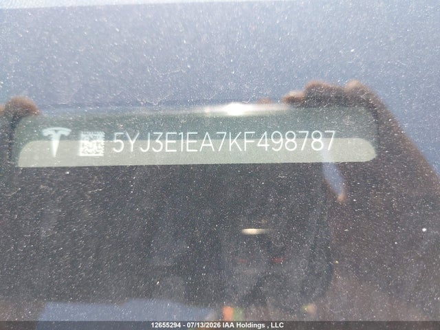 Aukcja sprzedaży 2019 Tesla Model 3 Long Range/mid Range/standard Range/standard Range Plus, vin: 5YJ3E1EA7KF498787, numer aukcji: 12655294