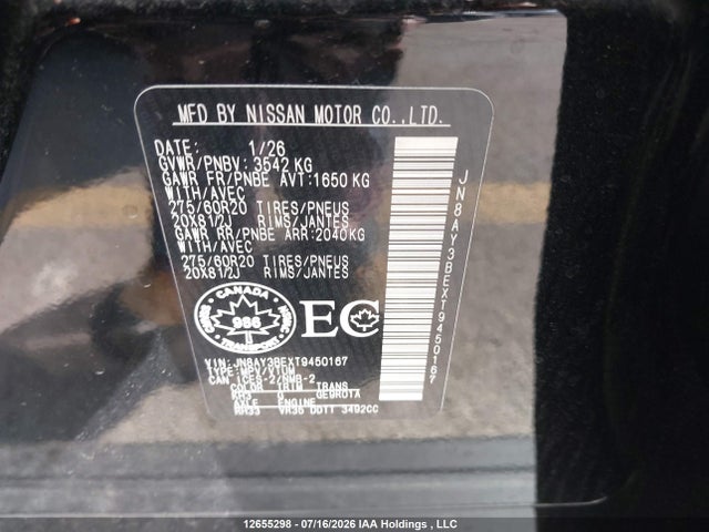 Nissan Armada Sl 2026 JN8AY3BEXT9450167 Image 18