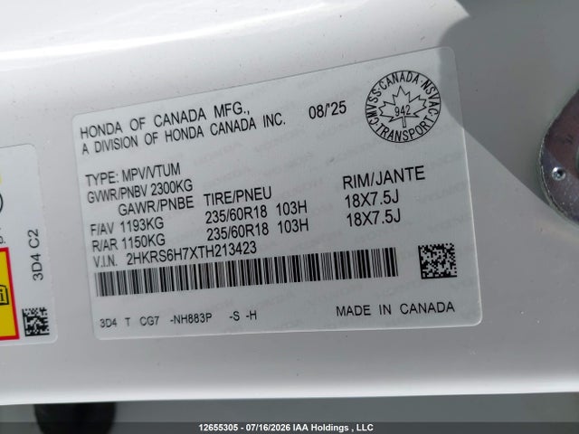 Honda CR-V EXL 2026 2HKRS6H7XTH213423 Image 9