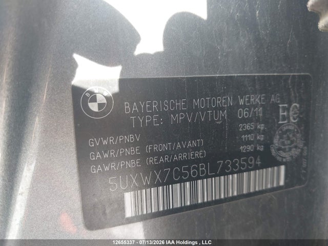 12655337 :رقم المزاد ، 5UXWX7C56BL733594 vin ، 2011 Bmw X3 Xdrive35i مزاد بيع