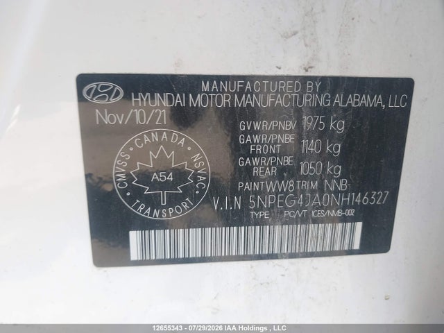 Hyundai Sonata 2022 5NPEG4JA0NH146327 Image 9