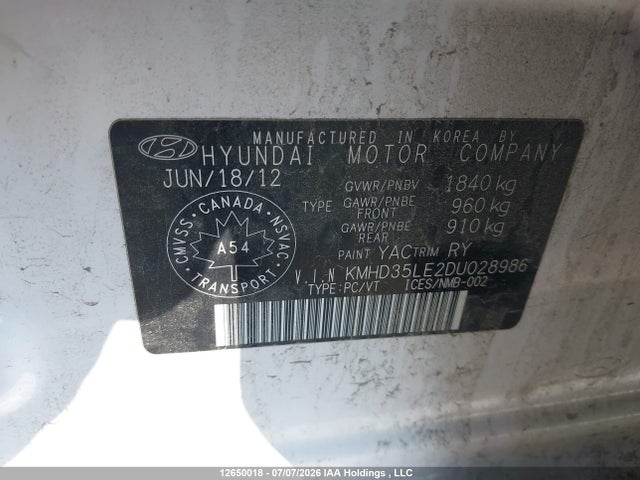 Продаж на аукціоні авто 2013 Hyundai Elantra Gt Se, vin: KMHD35LE2DU028986, номер лоту: 12650018