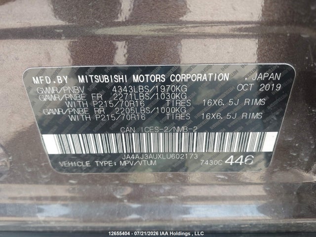 JA4AJ3AUXLU602173 Mitsubishi RVR ES