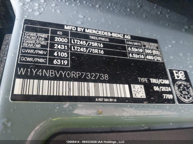 Aukcja sprzedaży 2024 Mercedes-benz Sprinter 2500, vin: W1Y4NBVY0RP732738, numer aukcji: 12655414