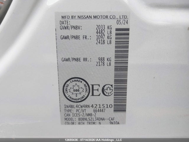1N4BL4CW4RN421510 Nissan ALTIMA SR