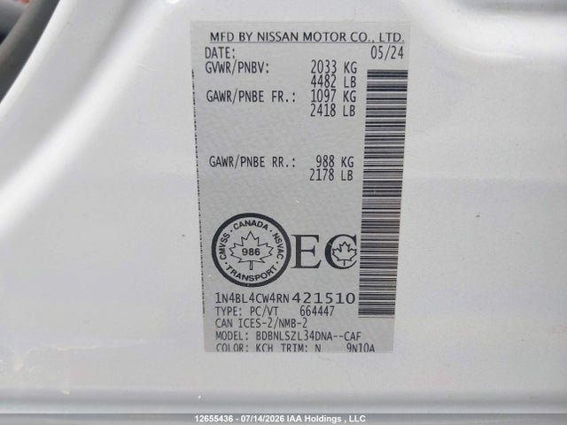 1N4BL4CW4RN421510 Nissan ALTIMA SR