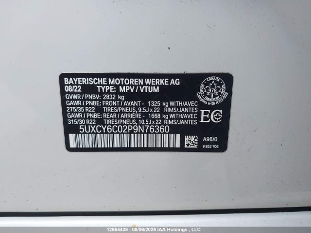 BMW X6 Xdrive40i 2023 5UXCY6C02P9N76360 Image 9