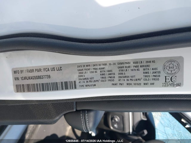 1C4RJKAG5S8637739 Jeep Grand Cherokee L Laredo/l Altitude