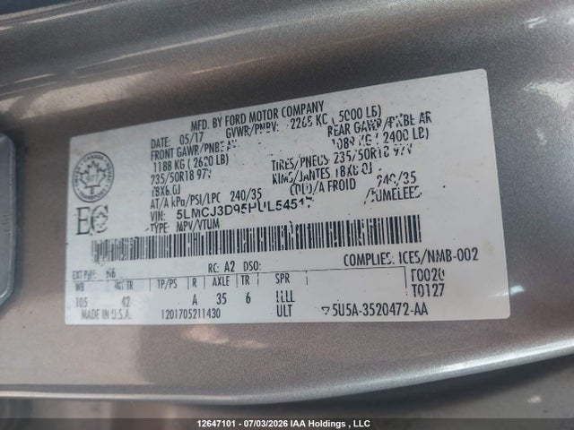 Lincoln Mkc Reserve 2017 5LMCJ3D95HUL54517 Image 18