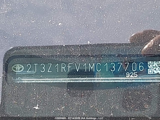 Aukcja sprzedaży 2021 Toyota Rav4 Le, vin: 2T3Z1RFV1MC137706, numer aukcji: 12655469