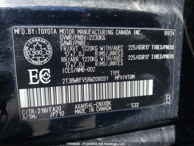 Aukcja sprzedaży 2024 Toyota Rav4, vin: 2T3BWRFV5RW208091, numer aukcji: 12655526