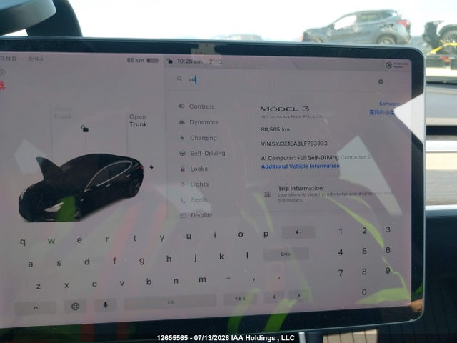 12655565 :رقم المزاد ، 5YJ3E1EA8LF793933 vin ، 2020 Tesla Model 3 مزاد بيع