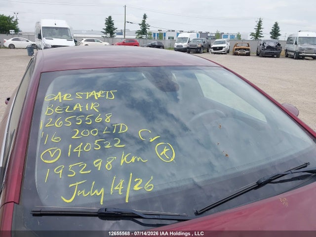 12655568 :رقم المزاد ، 1C3CCCAB5GN140522 vin ، 2016 Chrysler 200 Limited مزاد بيع