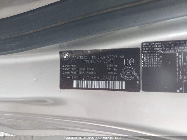 Aukcja sprzedaży 2008 Bmw 1 Series, vin: WBAUL73548VJ74030, numer aukcji: 12655602