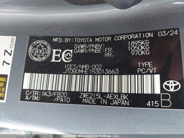 JTDBDMHE1R3013663 Toyota Corolla Le/se/night Shade