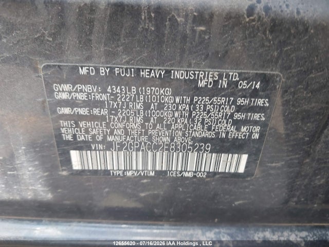 Aukcja sprzedaży 2014 Subaru Xv Crosstrek Sport Package, vin: JF2GPACC2E8305239, numer aukcji: 12655620