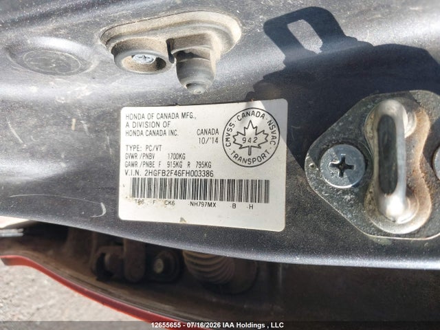Honda Civic Lx 2015 2HGFB2F46FH003386 Image 22