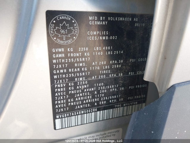 12655675 :رقم المزاد ، WVGBV7AX4BW500284 vin ، 2011 Volkswagen Tiguan S/se/sel مزاد بيع