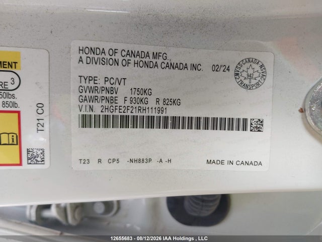 Honda Civic Lx-b 2024 2HGFE2F21RH111991 Image 19