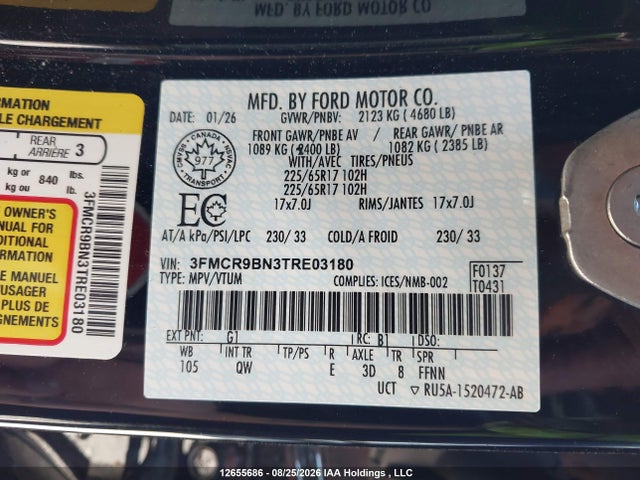 3FMCR9BN3TRE03180 Ford Bronco Sport Big Bend