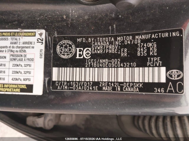 Auction sale of the 2009 Toyota Corolla S, vin: 2T1BU40E09C043210, lot number: 12655696