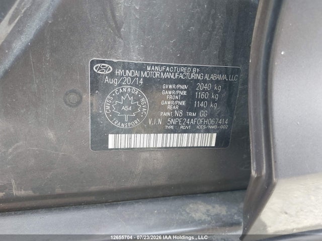 Hyundai SONATA GL 2015 5NPE24AF0FH067414 Image 17