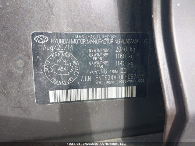 Hyundai SONATA GL 2015 5NPE24AF0FH067414 Image 9