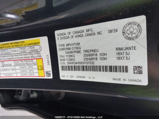 Honda CR-V 2025 2HKRS4H59SH107532 Image 9