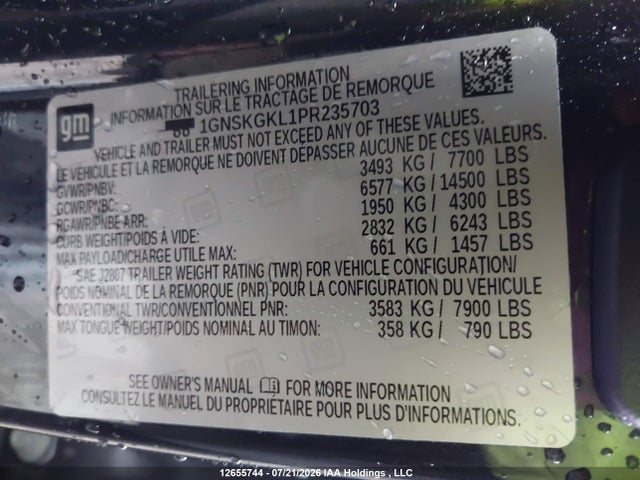 1GNSKGKL1PR235703 Chevrolet Suburban High Country