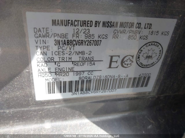 Nissan SENTRA SV 2024 3N1AB8CV6RY267007 Image 18