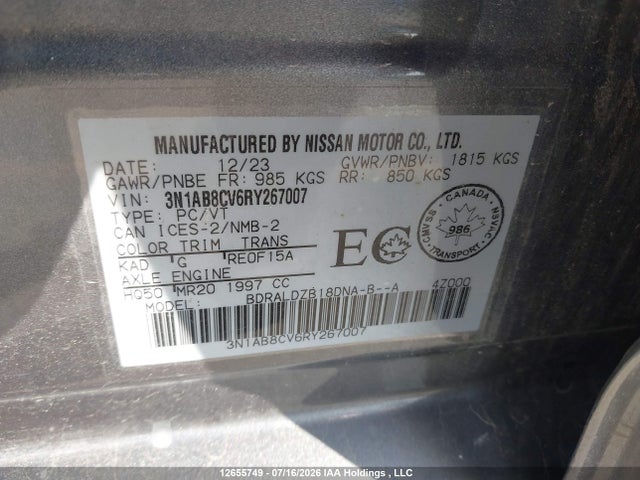 Nissan SENTRA SV 2024 3N1AB8CV6RY267007 Image 9