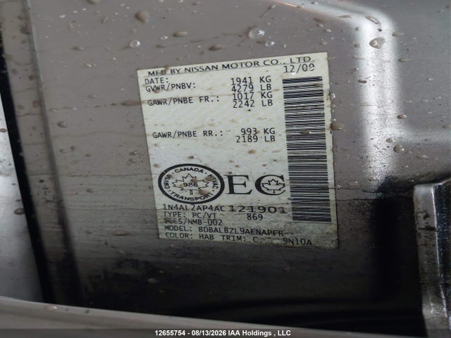 Aukcja sprzedaży 2010 Nissan Altima 2.5 S, vin: 1N4AL2AP4AC121901, numer aukcji: 12655754