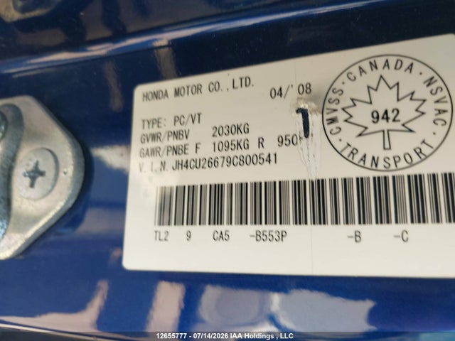 Продаж на аукціоні авто 2009 Acura Tsx, vin: JH4CU26679C800541, номер лоту: 12655777