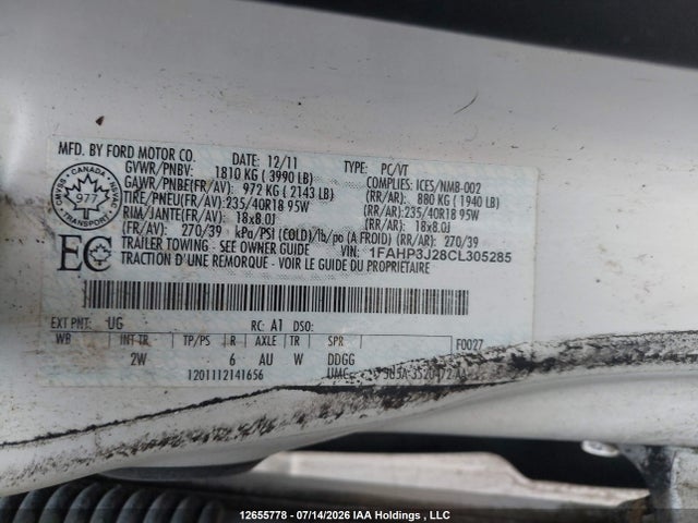 Aukcja sprzedaży 2012 Ford Focus Titanium, vin: 1FAHP3J28CL305285, numer aukcji: 12655778
