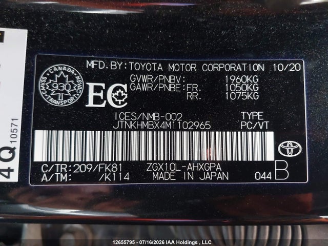 JTNKHMBX4M1102965 Toyota C-hr Xle Premium