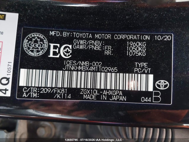 JTNKHMBX4M1102965 Toyota C-hr Xle Premium